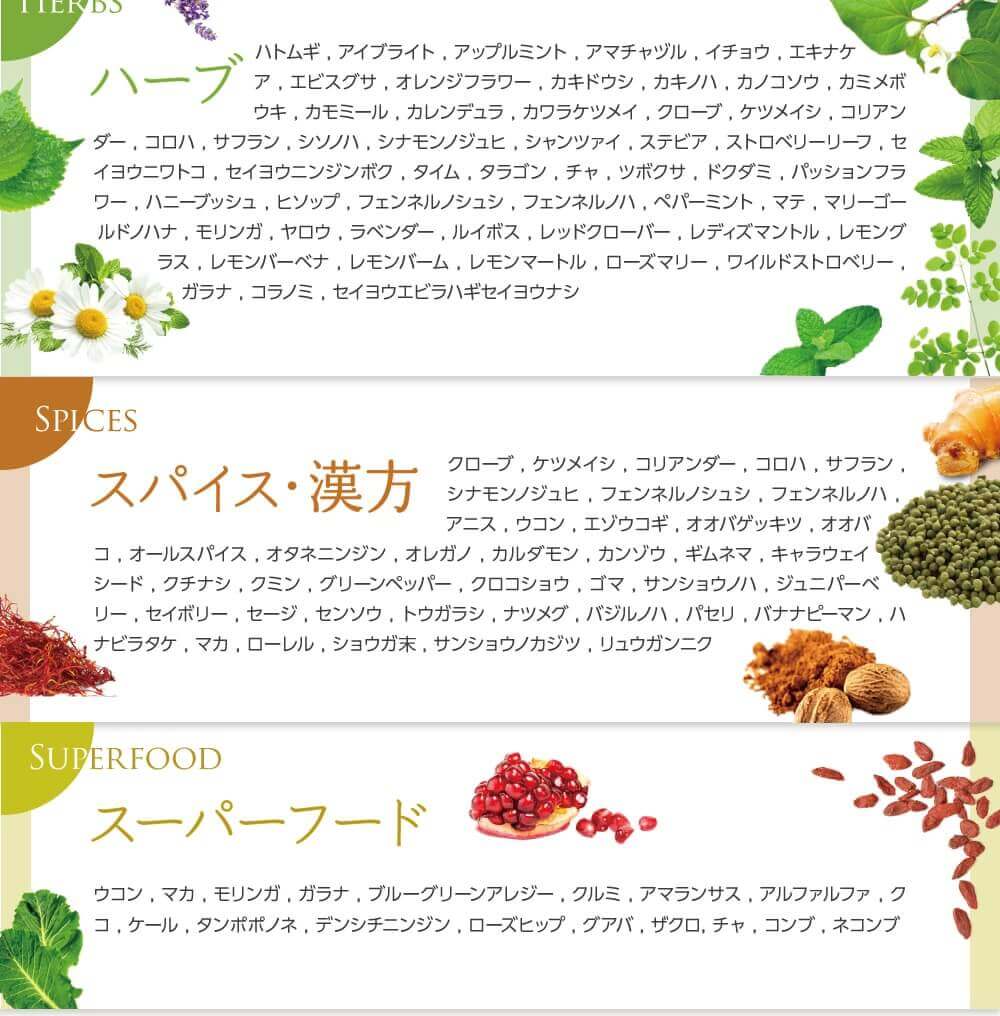 植物発酵エキス310種類表記
